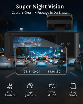 Kingslim E4 installed behind rearview mirror offering discreet in-cabin placement benefit