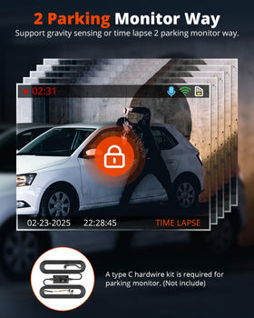 Kingslim G-sensor parking monitor detects impacts for instant safe footage