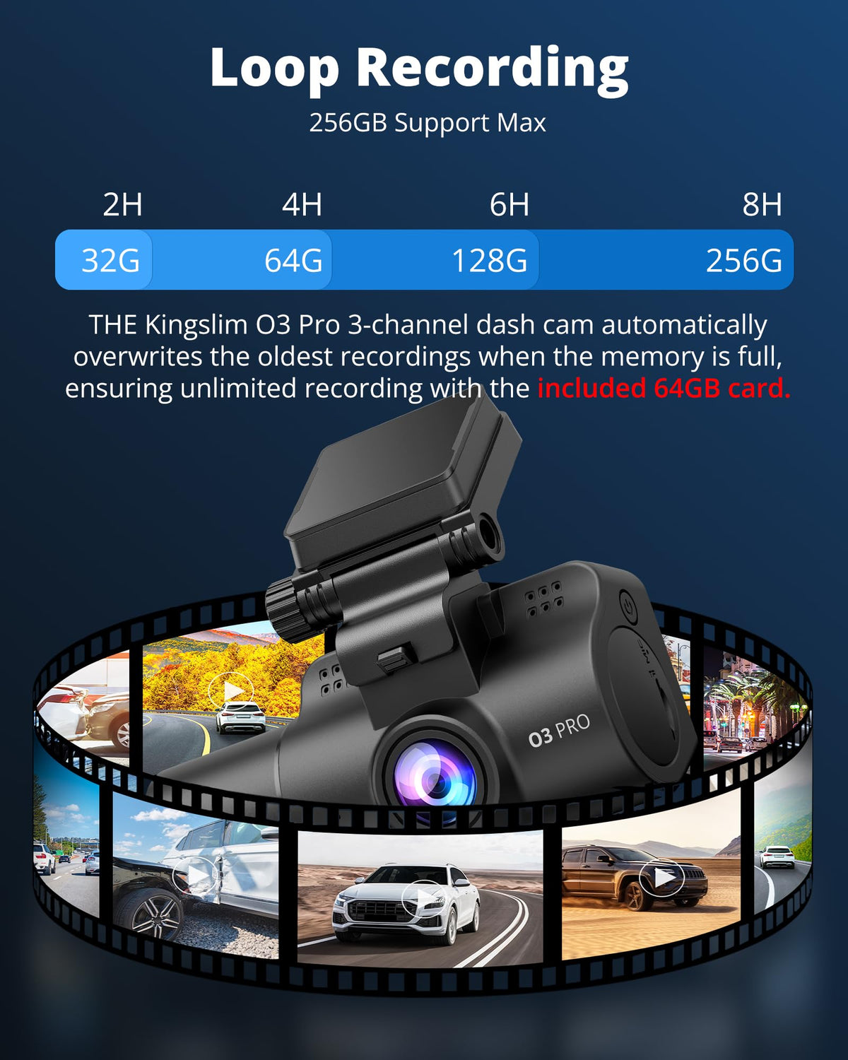 Kingslim O3Pro 2-inch IPS screen keeps the dashboard uncluttered.