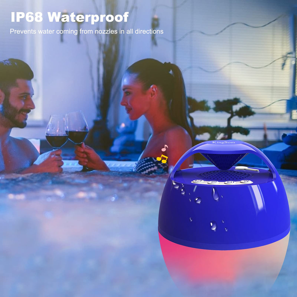 Long-range Bluetooth extends to 85 feet for poolside playlists
