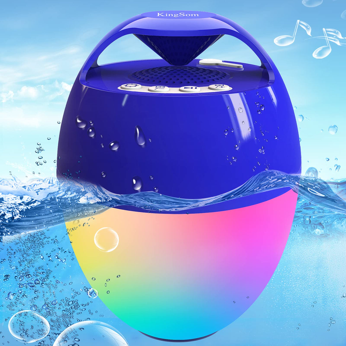 KingSom floating Bluetooth speaker with pool light for vibrant night swimming