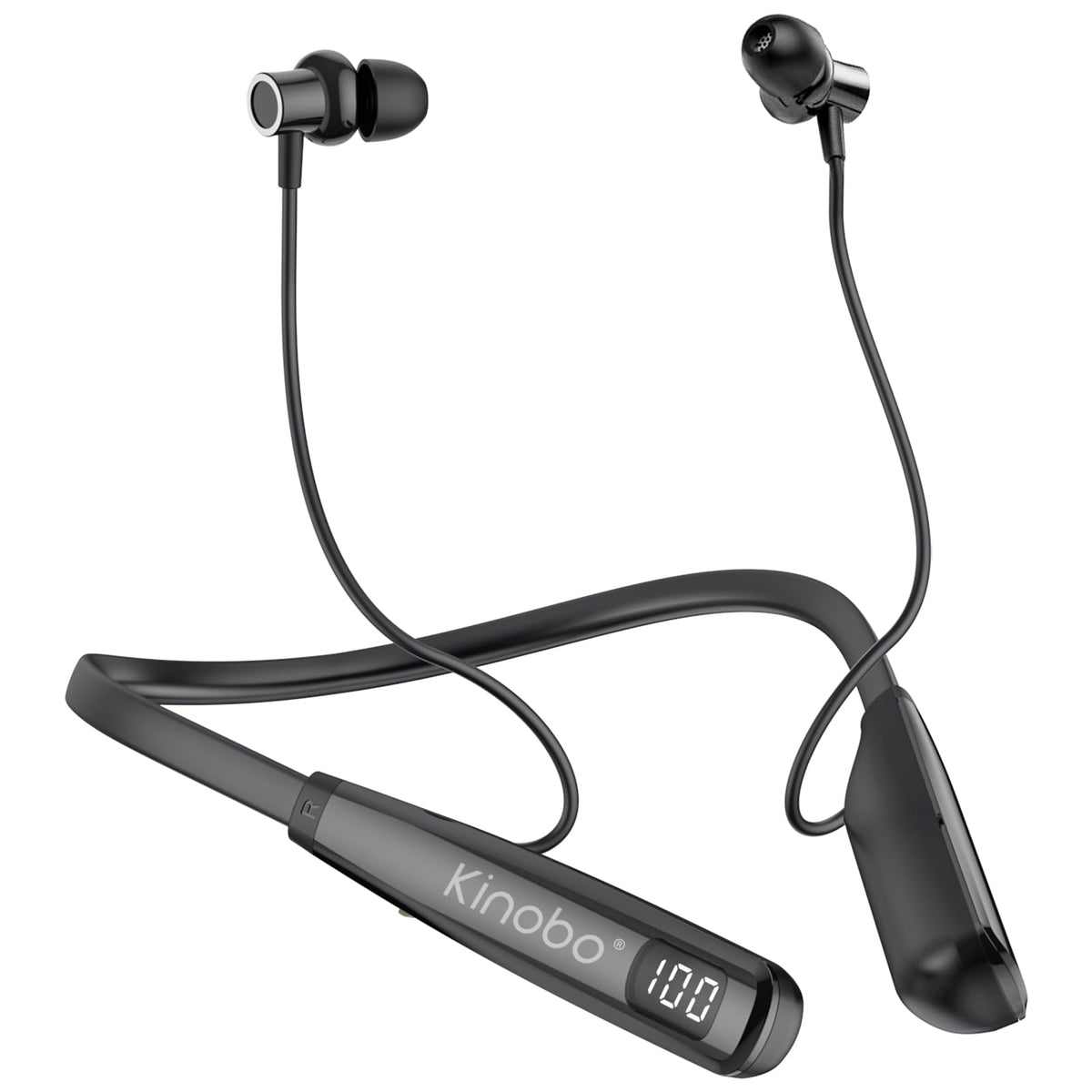 Kinobo neckband headphones promo image highlighting wireless design for daily use