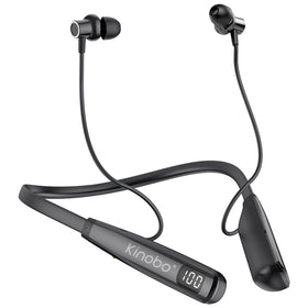 Kinobo neckband headphones promo image highlighting wireless design for daily use