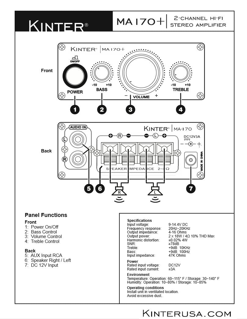 Kinter MA170+ aluminum housing is rugged and easy to mount.