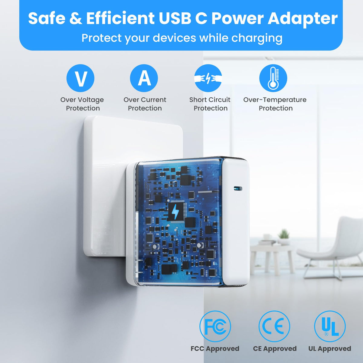 Kioson 120W USB-C Charger connected to MacBook Pro and iPad for fast charging.