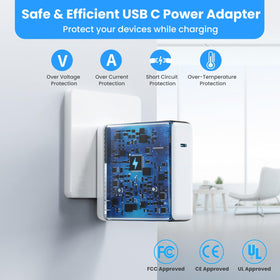 Kioson 120W USB-C Charger connected to MacBook Pro and iPad for fast charging.