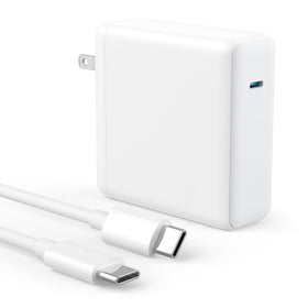 Kioson 120W USB-C Charger front view powering a MacBook and iPad quickly.