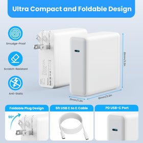 Kioson 120W USB-C Charger with included USB-C cable and travel pouch.