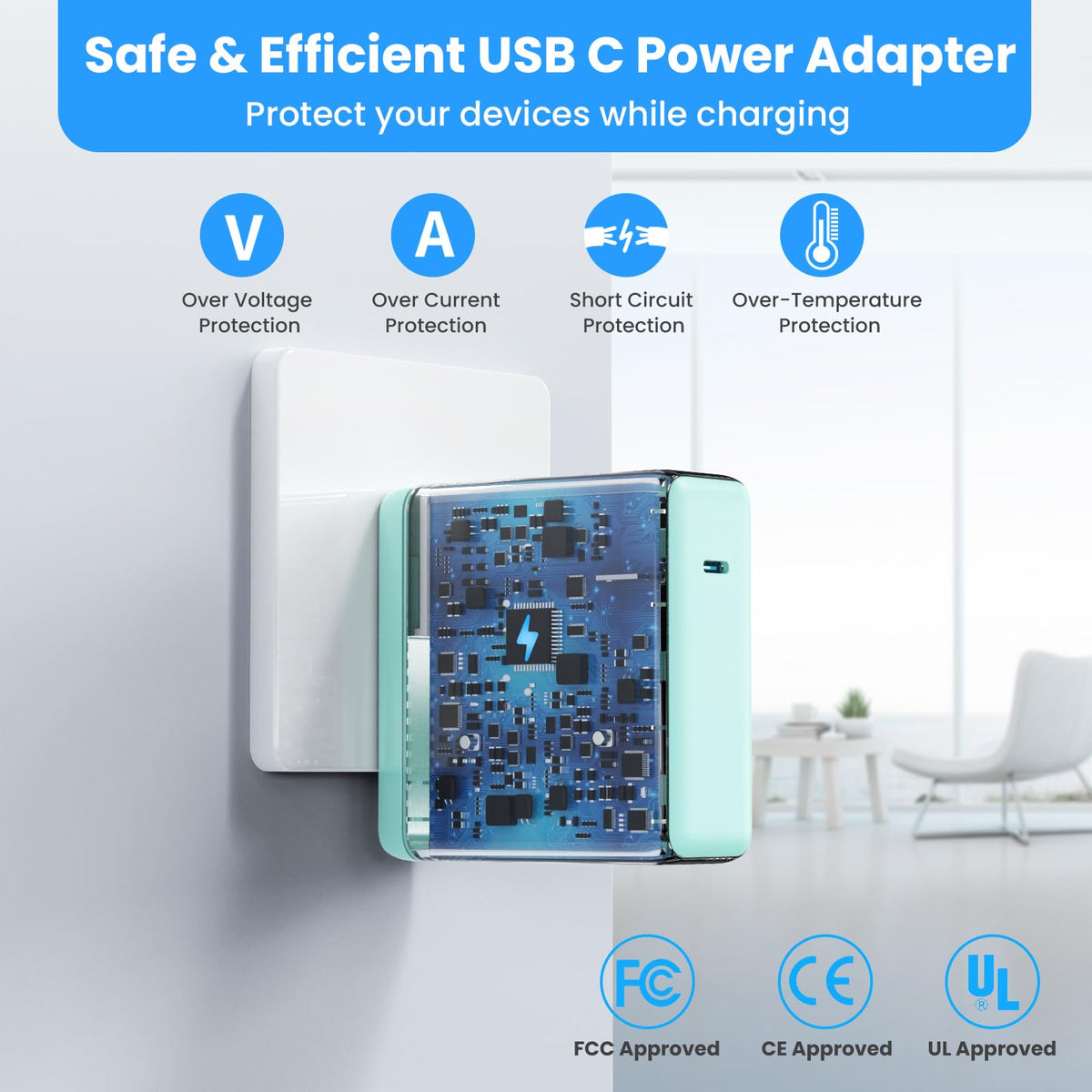Kioson 5ft USB-C to USB-C cable, durable and flexible.