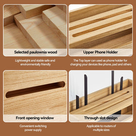 KIRIGEN wooden box fits on desk or shelf for neat charging space