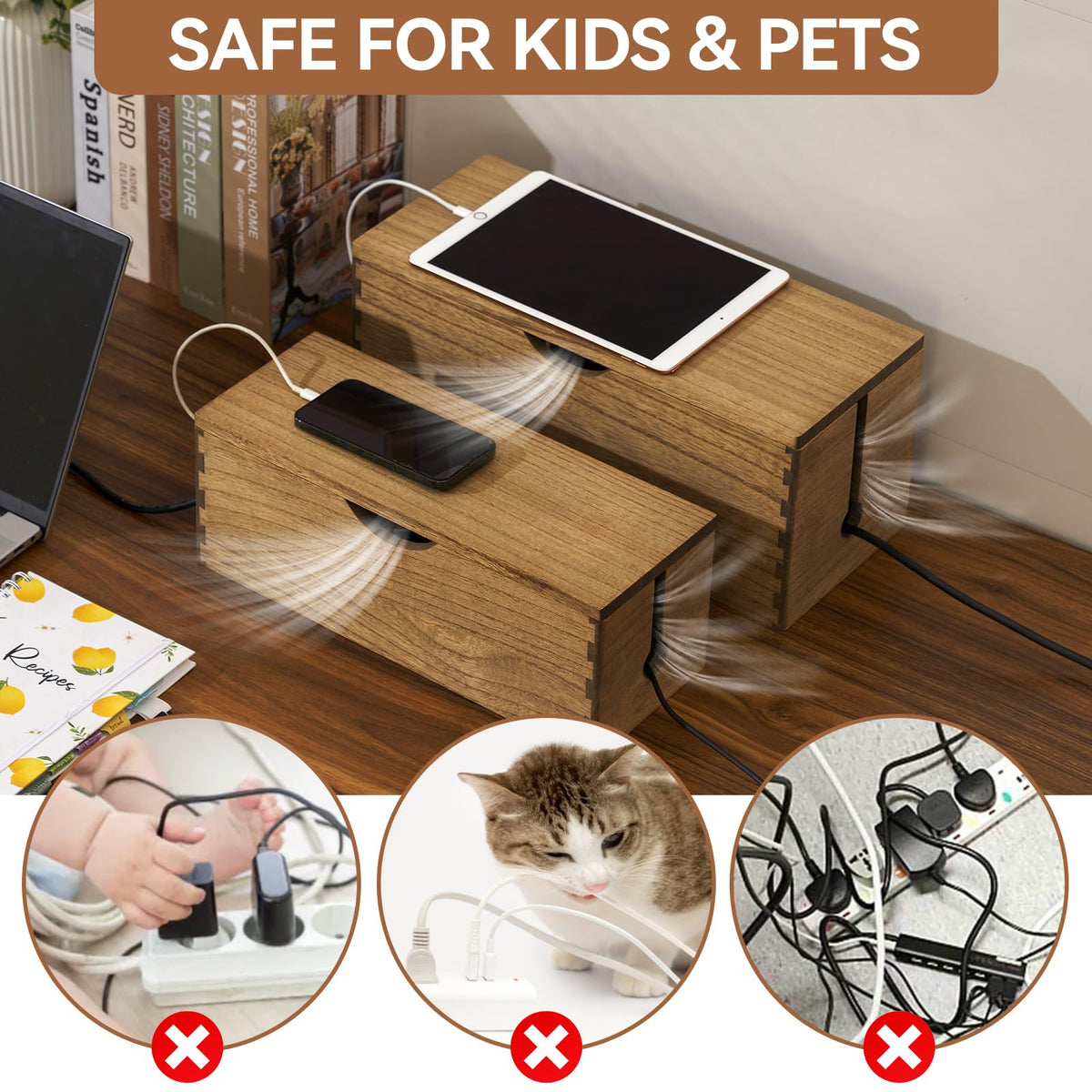 KIRIGEN large box placed behind TV hiding cords and improving living room appearance
