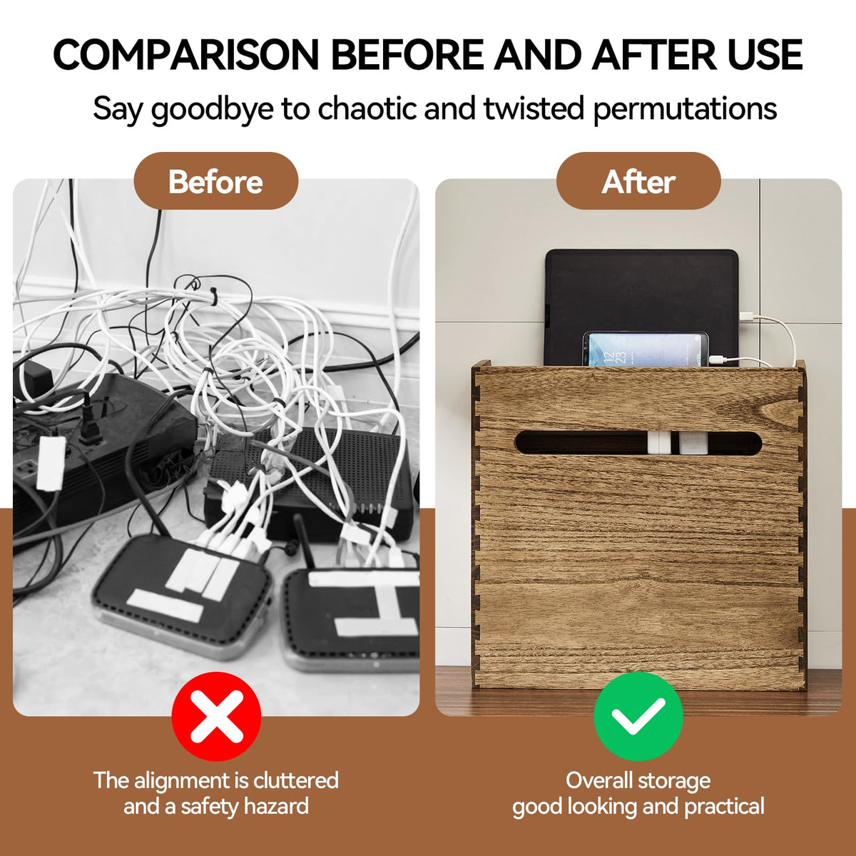 Freestanding wood design by KIRIGEN keeps equipment accessible and surfaces clean.