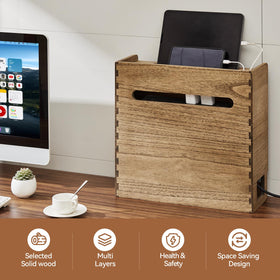 KIRIGEN three-tier layout storing router, modem, and adapters in one tidy unit.