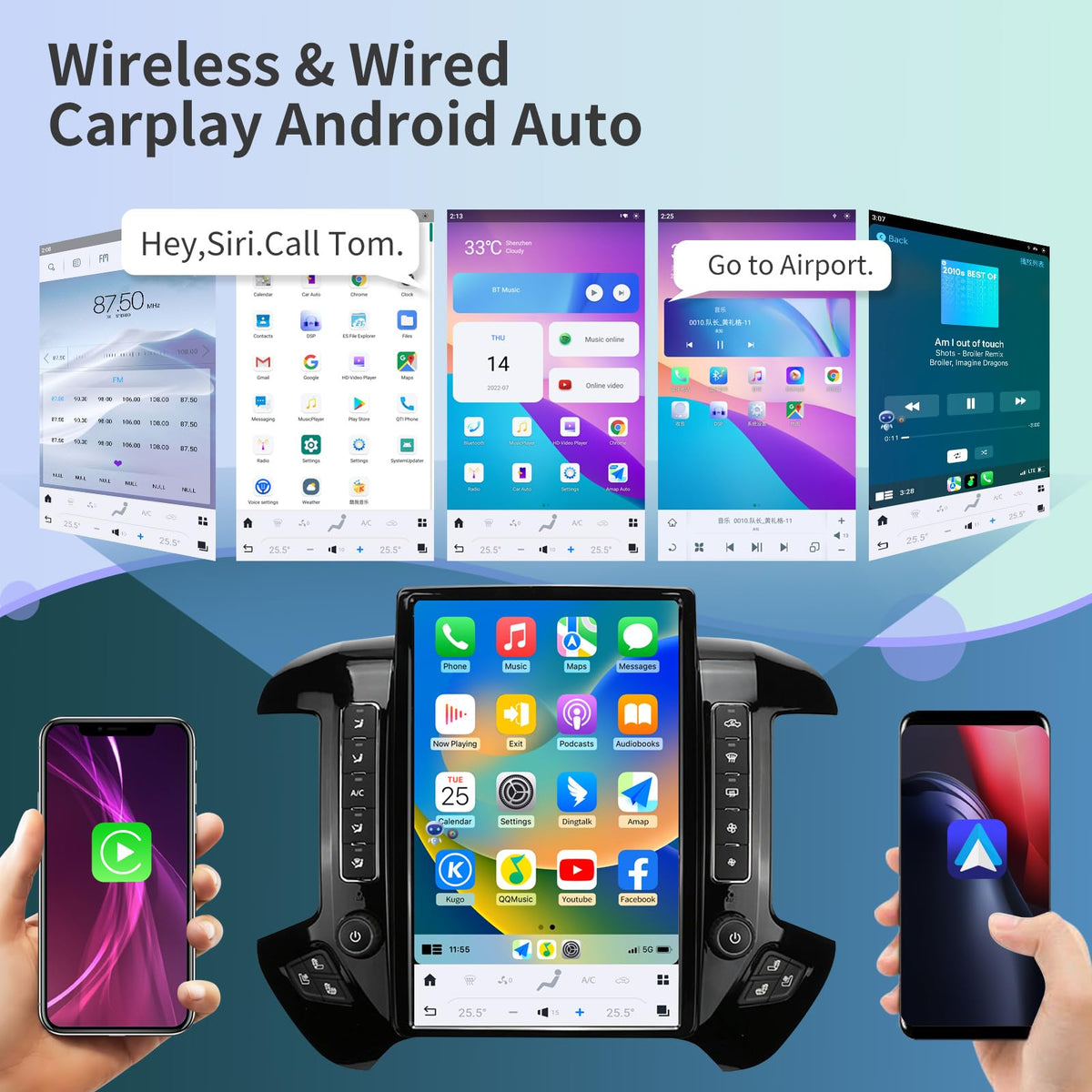 KiriNavi CarPlay and Android Auto integration on screen for safer driving.