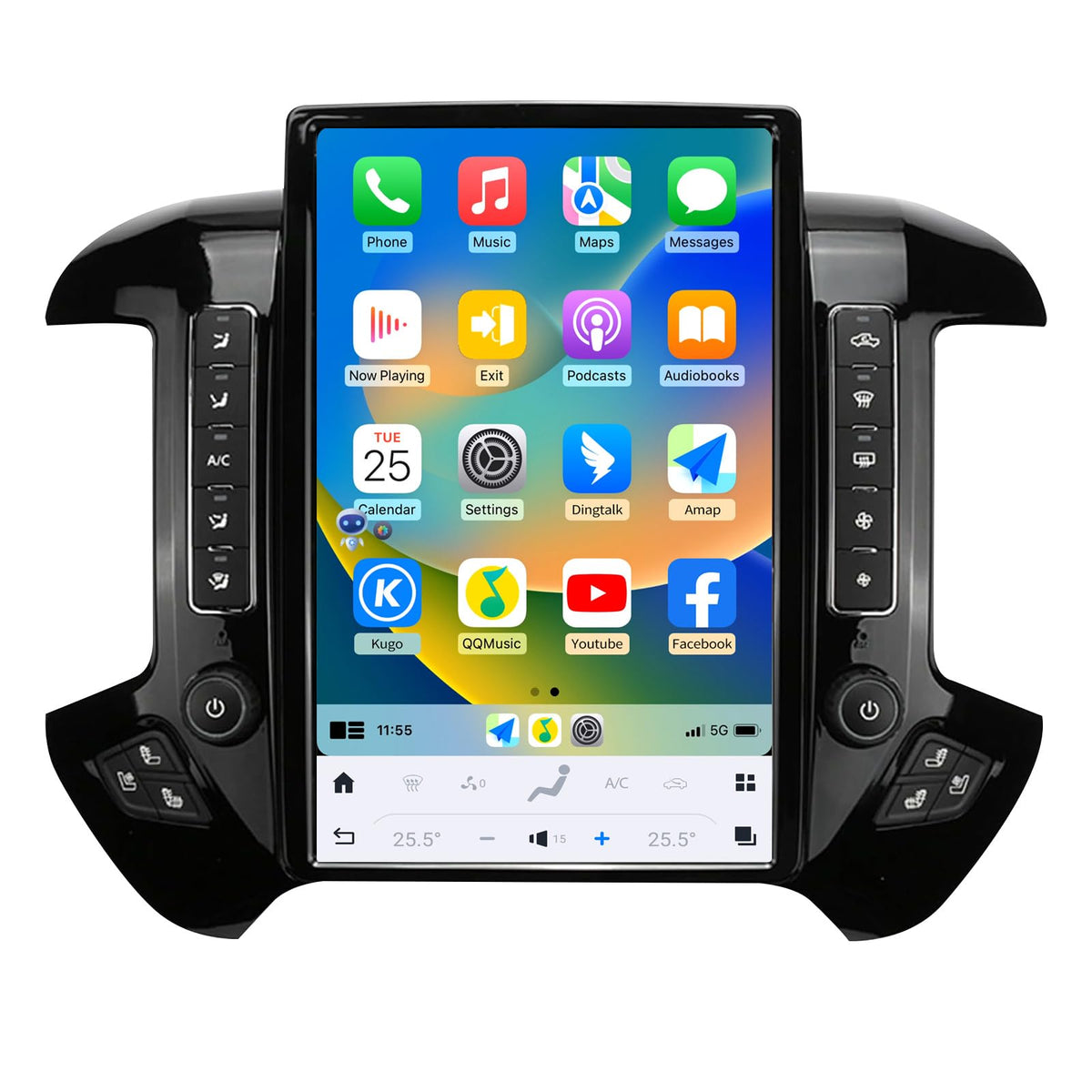 KiriNavi Android car radio mounted in dashboard with 14.4-inch display for clear navigation.