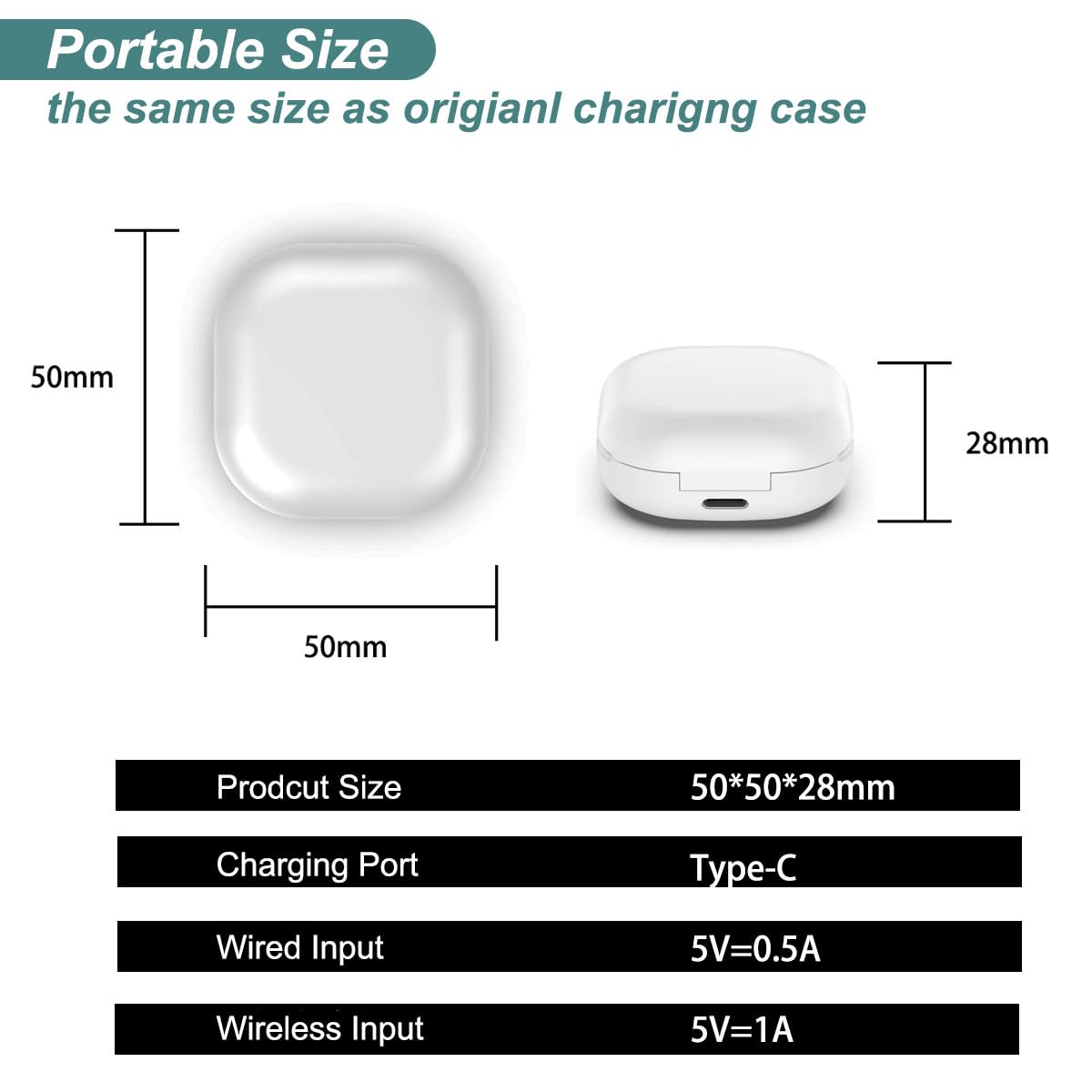 Kissmart Galaxy Buds Live charging case back view shows port access.
