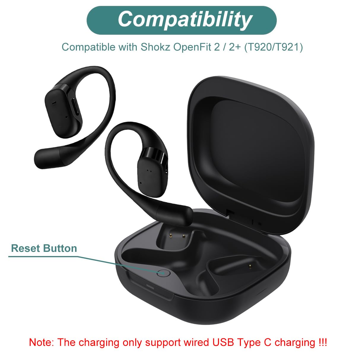 Kissmart open lid with earbuds slot detail, fit for Shokz OpenFit 2 for secure hold