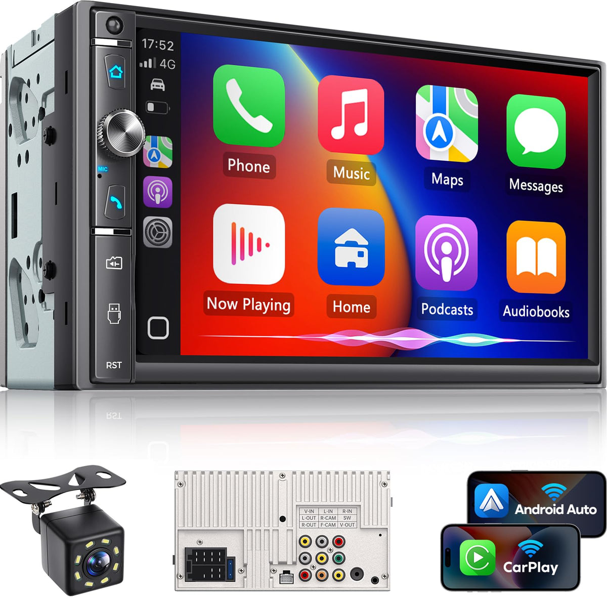 Kissound double din with 7-inch IPS screen for crisp visuals and quick control.