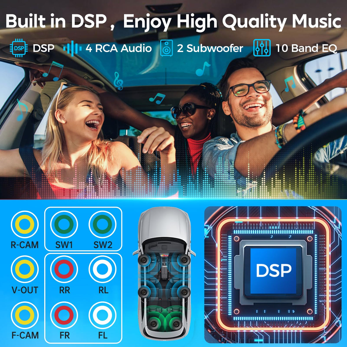 Kissound DSP with 10-band EQ for balanced sound tuning
