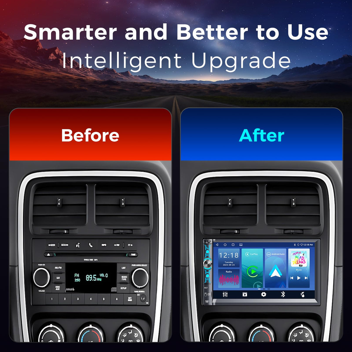 Kissound easy dash installation for most double DIN spaces.