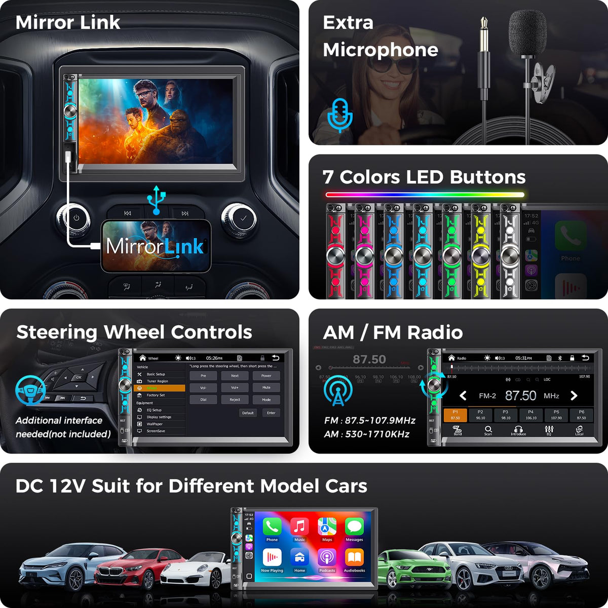 Kissound subwoofer output for powerful in-car bass.
