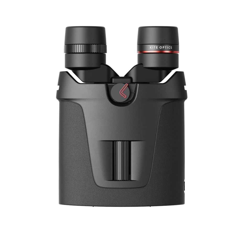 Kite Optics APC stabilized 12x42 binoculars offer ergonomic comfort for extended use.