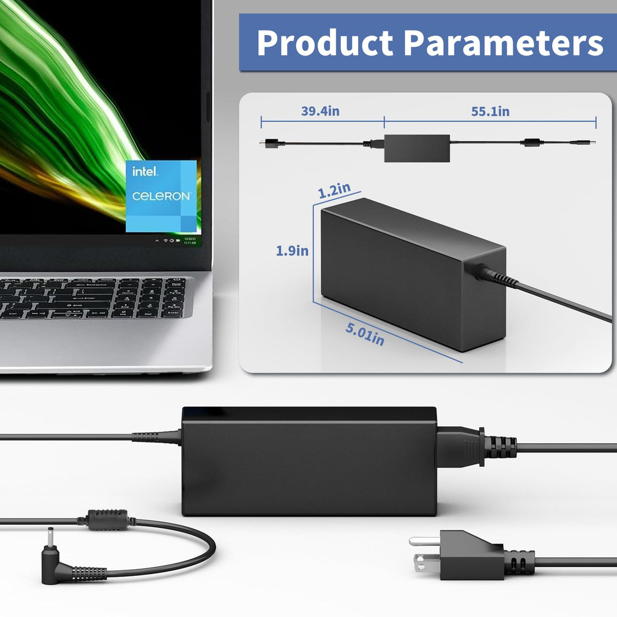 KITEURAD cable demonstrating length and flexible strain relief for travel