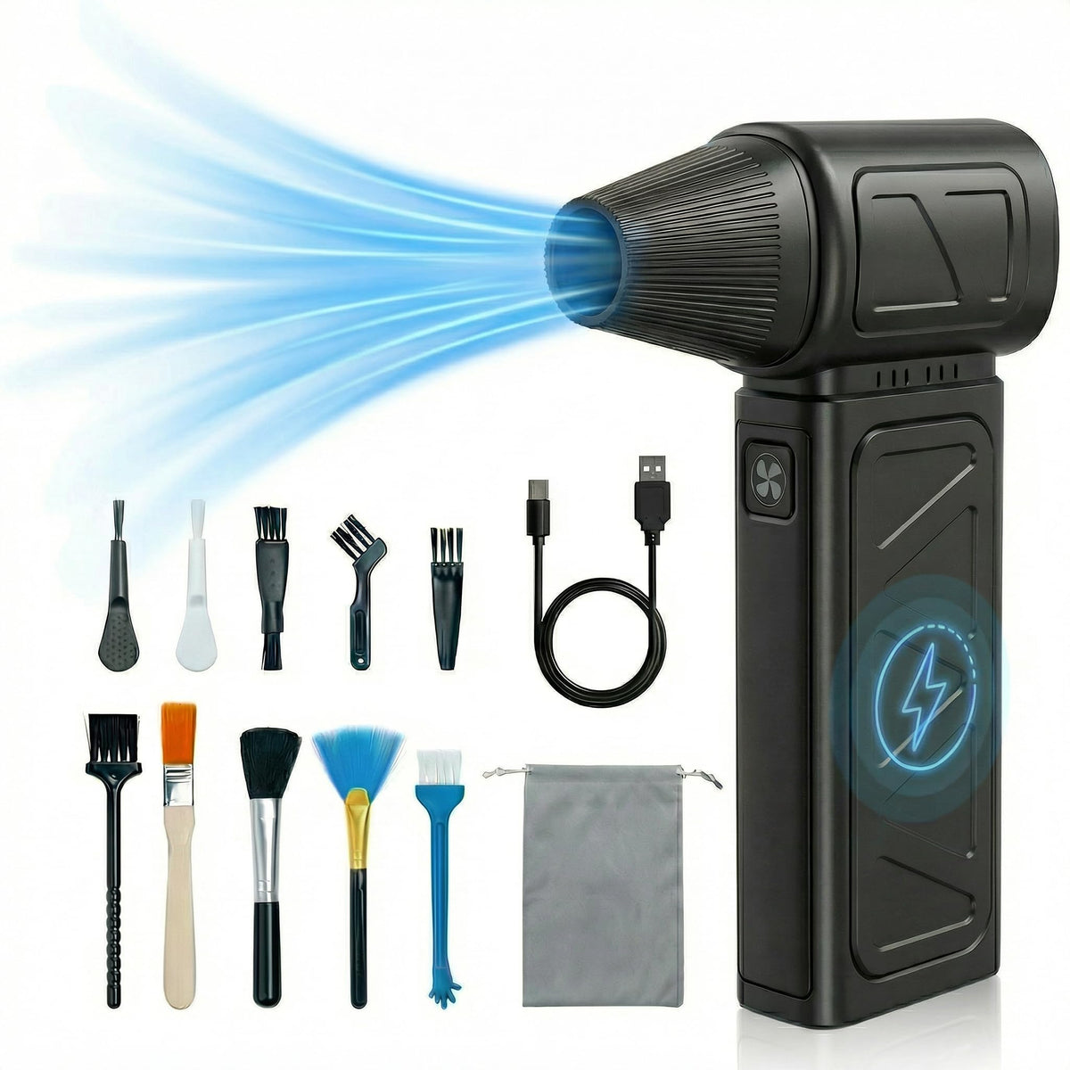 Kitravoxx compressed air duster front view for portable dust removal on keyboards and electronics