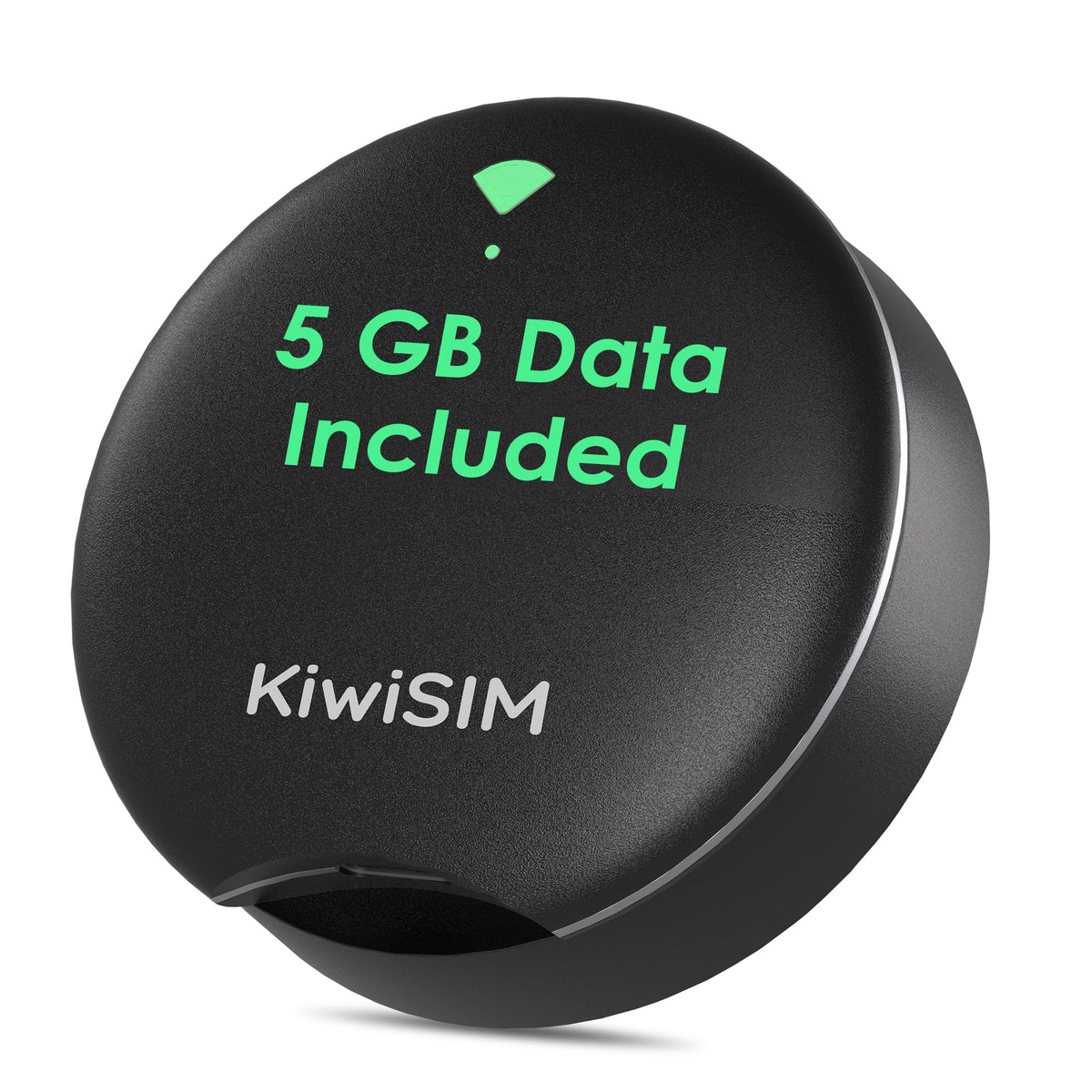 KiwiSIM UFO front view showing compact hotspot and easy setup benefit
