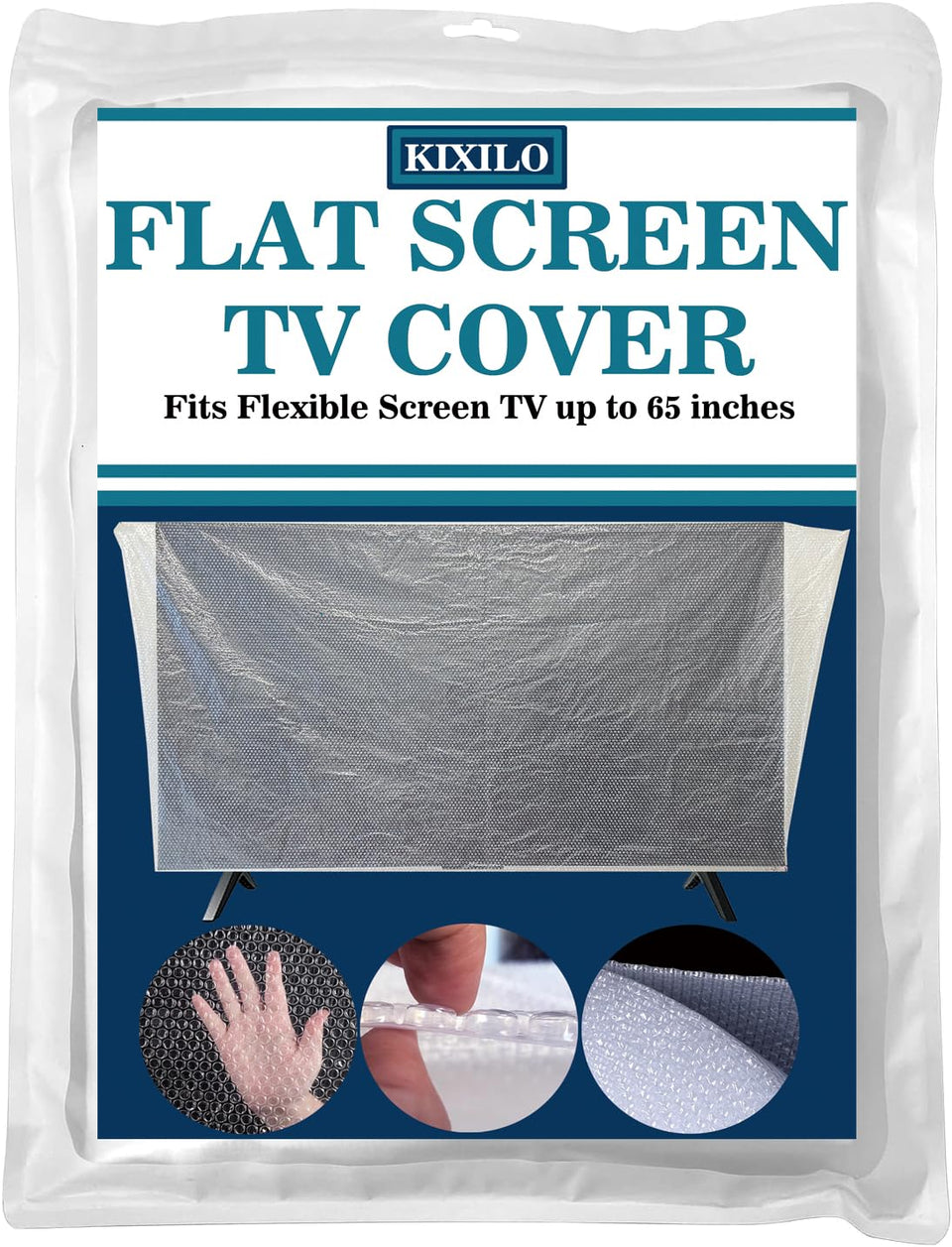KIXILO TV Cover protects 65W x 36H flat screens during moving.
