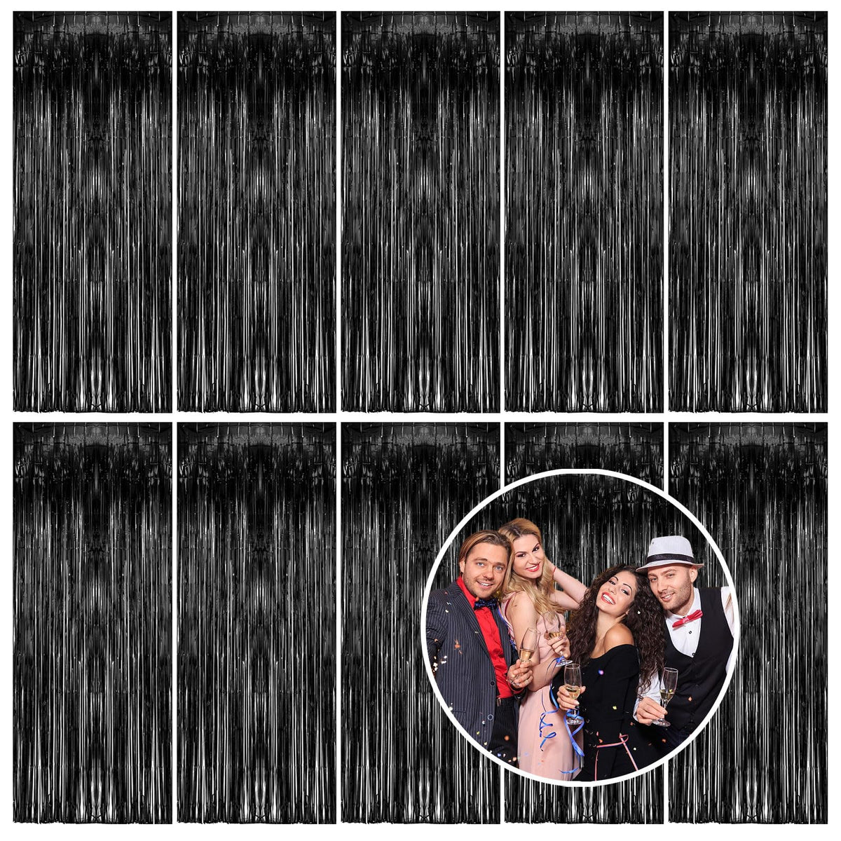 K.E.J 10 pack foil curtain backdrop for easy party decoration and photo-ready moments