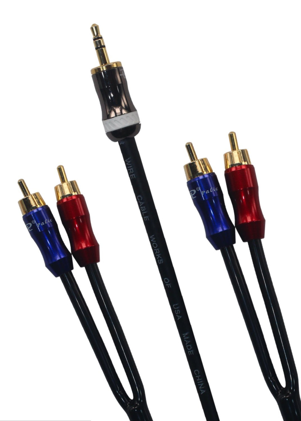 KK AUDIO KK-A3.5to4 HiFi Cable front view with gold-plated plugs for clean signal.