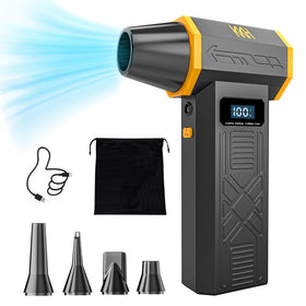 KKH portable air duster with LED display shows remaining battery for planning.