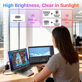 kksmart portable monitor 17.3 built-in kickstand for hands-free setup on the go