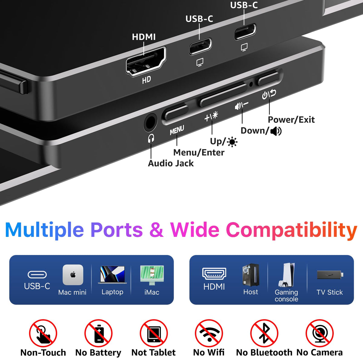 kksmart portable monitor 17.3 high brightness supports outdoor lighting