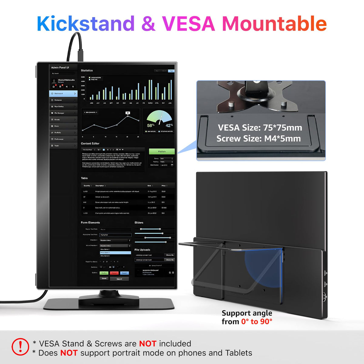 kksmart portable monitor 17.3 slim profile fits easily in a travel bag