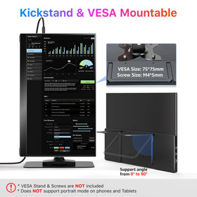 kksmart portable monitor 17.3 slim profile fits easily in a travel bag