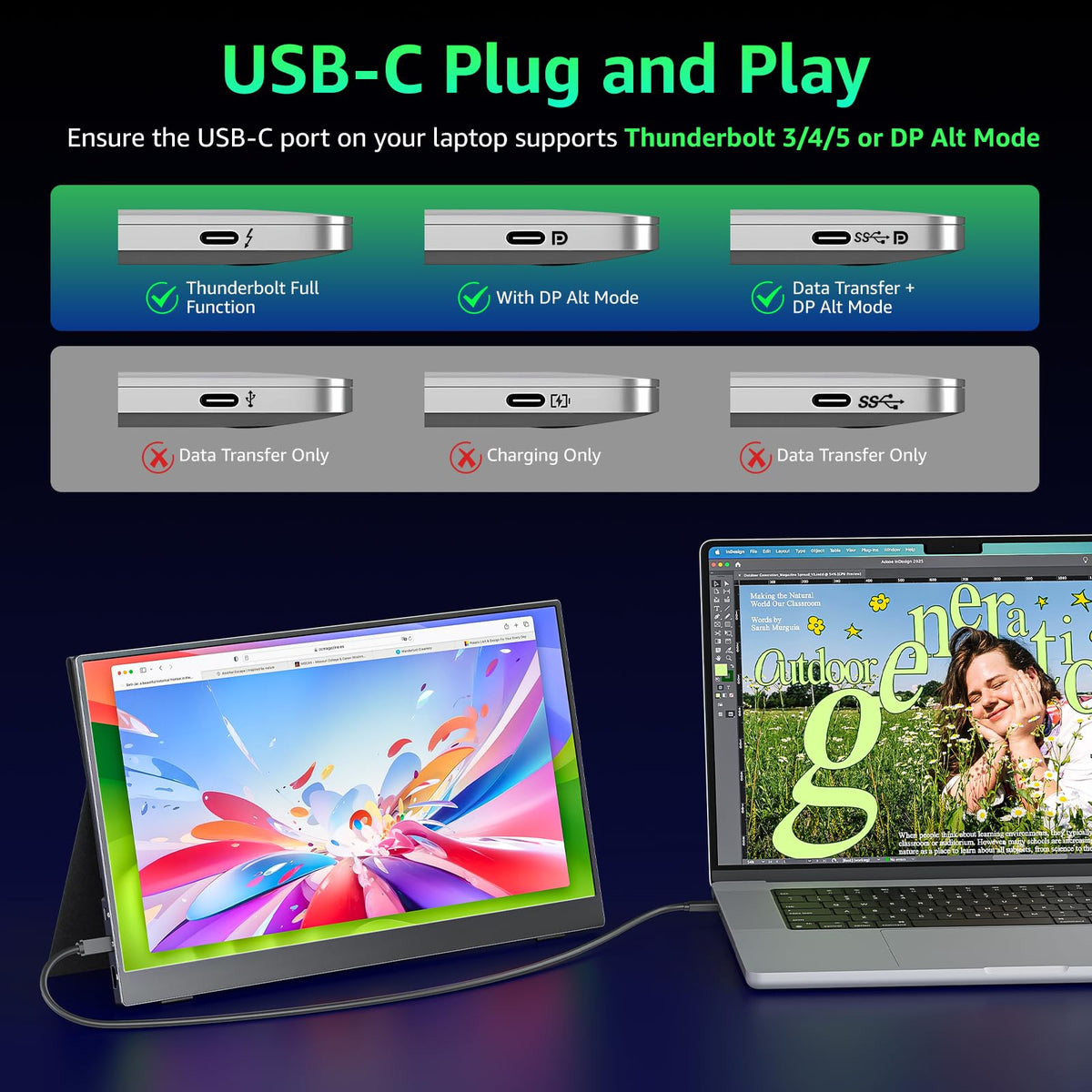 kksmart portable monitor slim-profile weighs little for effortless travel.