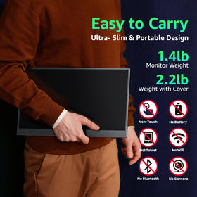 kksmart portable monitor-smart-cover protects screen on travel.