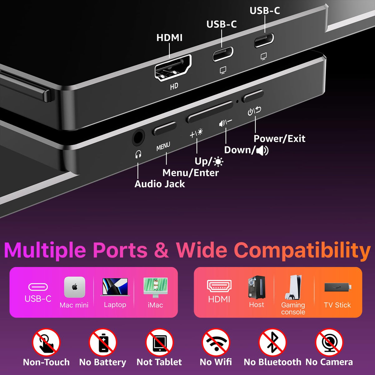 Kksmart travel-ready monitor weighs 2.48 lb for easy packing