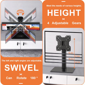 KKTONER stand base includes cable management to keep cords organized