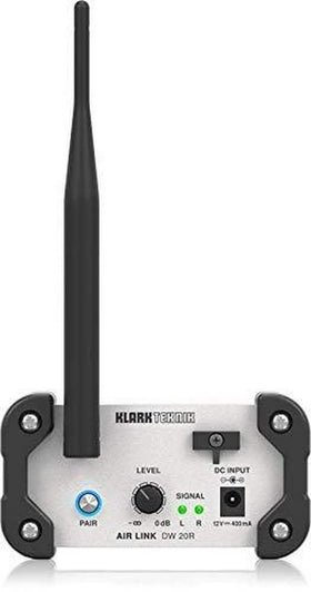 Klark Teknik DW 20R front view, compact wireless stereo receiver for venue audio.