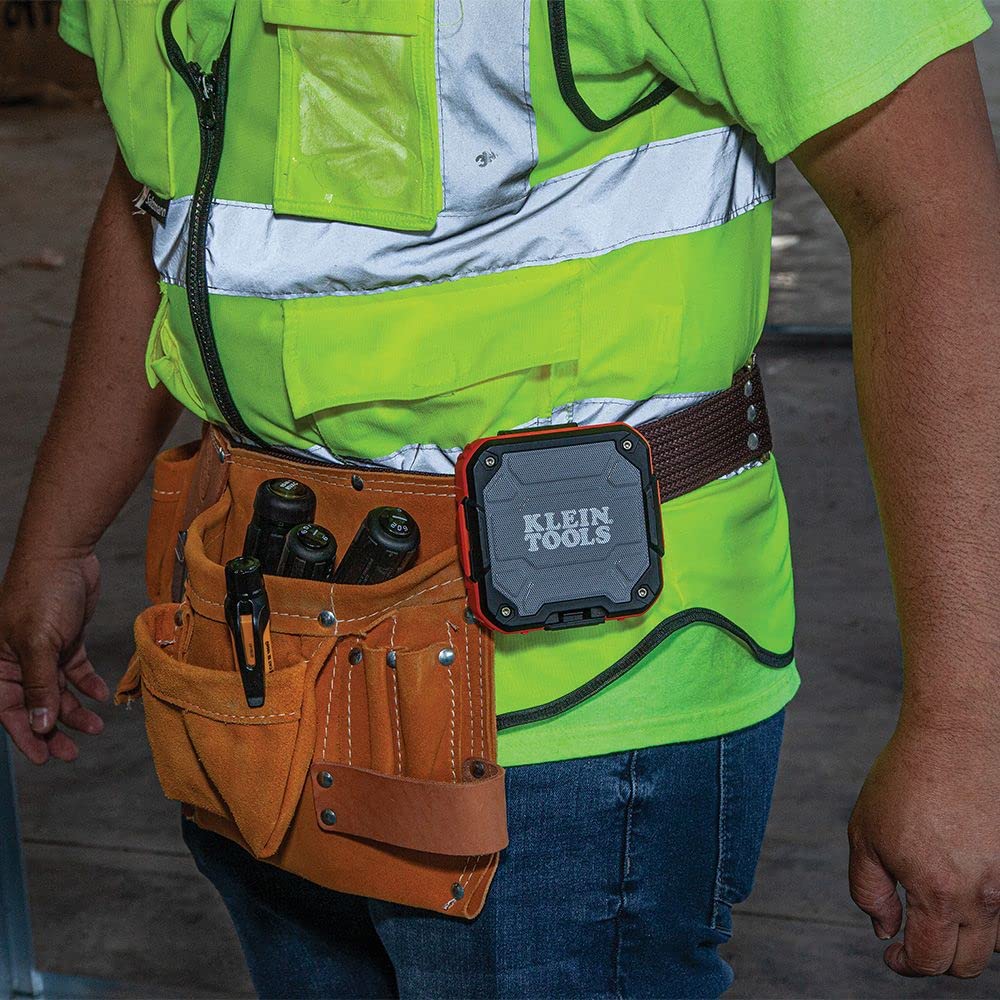 Klein Tools attached to backpack strap showing portable, secure carry benefit