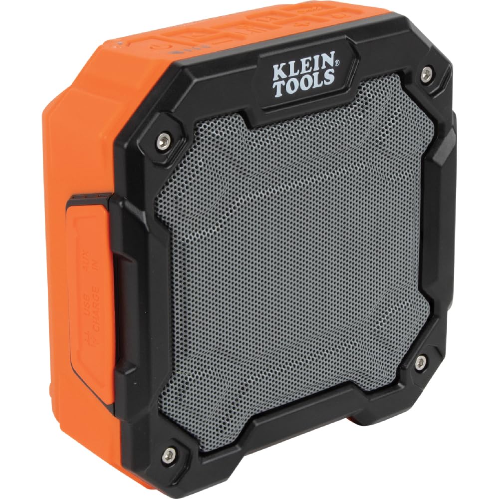 Klein Tools AEPJS3 Bluetooth speaker front view showing compact, portable design and clear sound