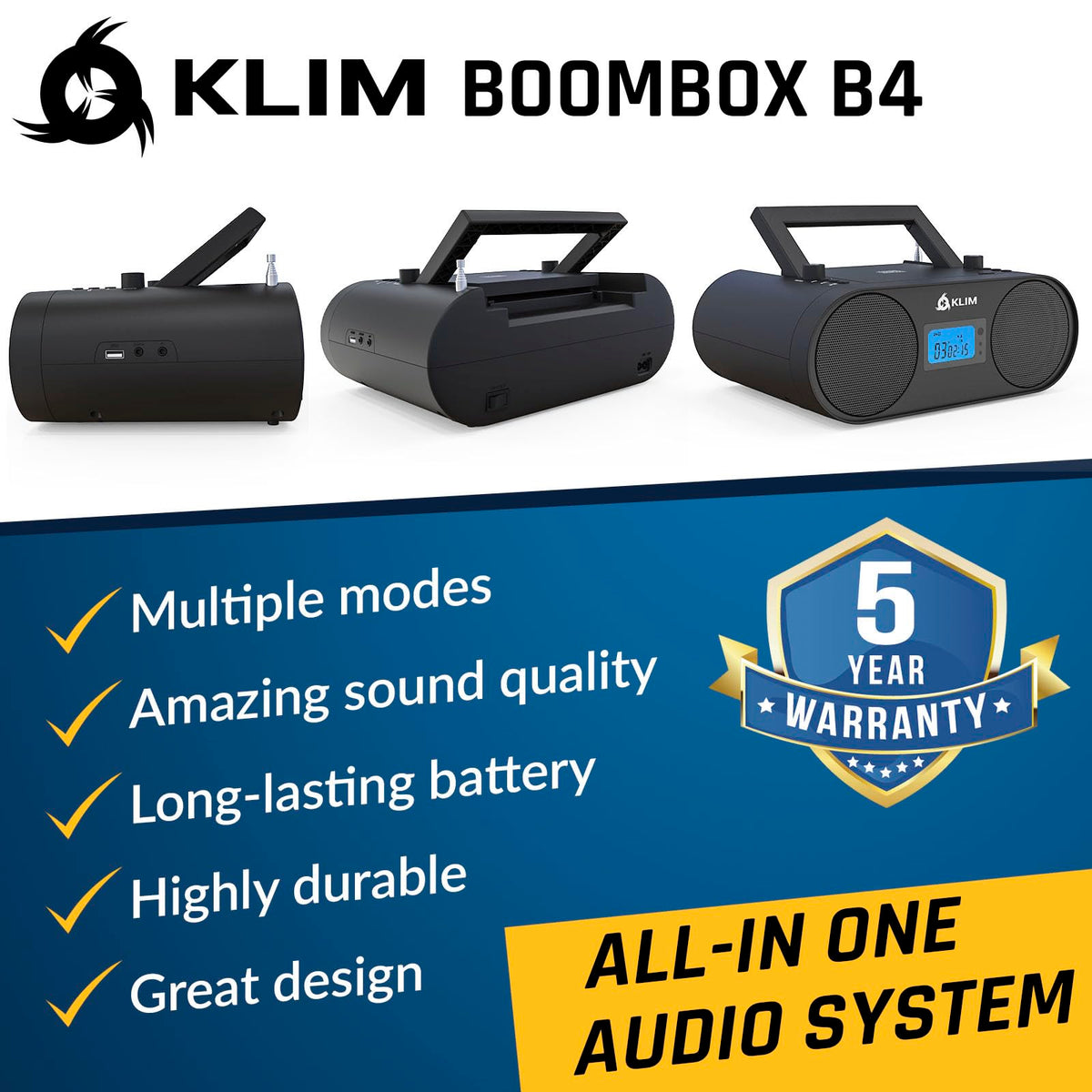 KLIM Boombox B4 Bluetooth icon showing wireless streaming capability