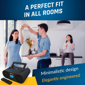 KLIM Boombox B4 portable audio system in a cozy living room