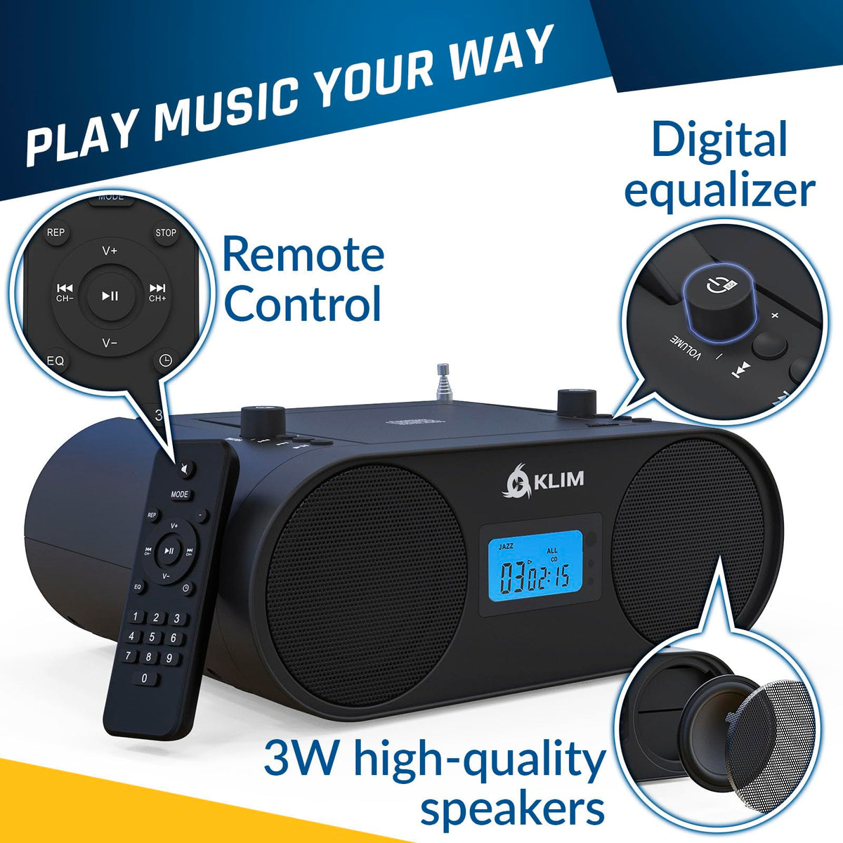 KLIM Boombox B4 remote control for easy operation