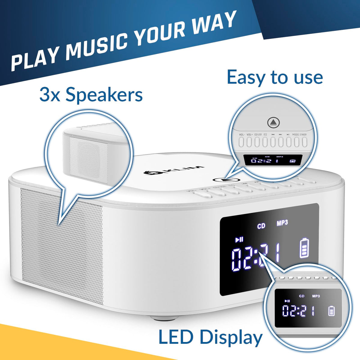 KLIM boombox E1 placed in a living room adding powerful audio to everyday spaces