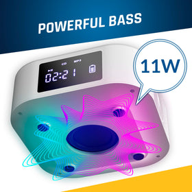 KLIM boombox E1 subwoofer closeup highlighting bass driver for deeper low end