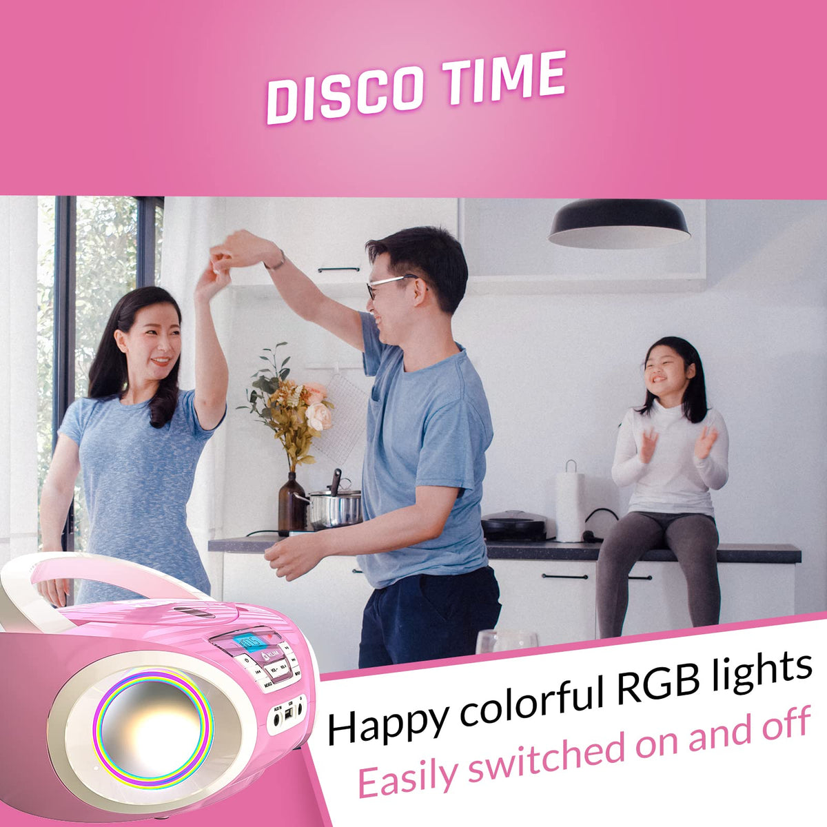 KLIM Candy RGB lights in action creating playful disco atmosphere